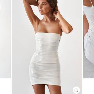 JAUS WHITE HIGH GLOSS VEGAN LEATHER MINI